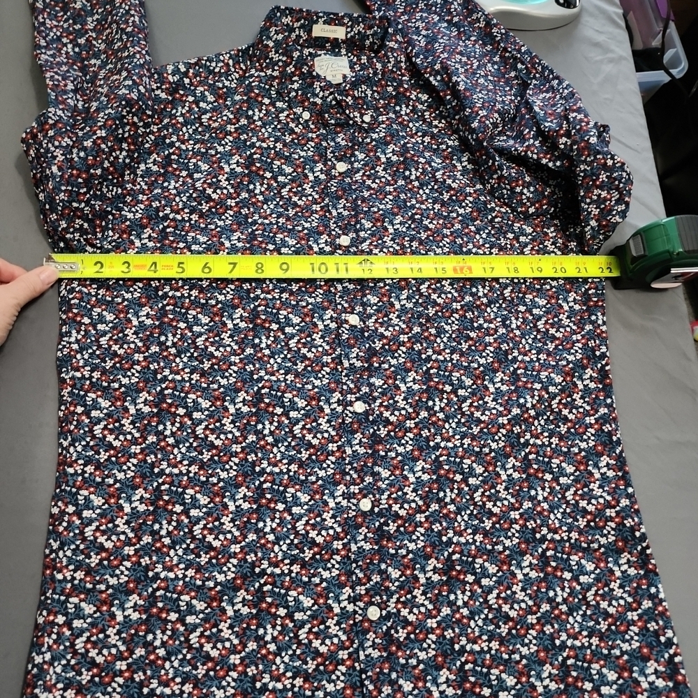 J. Crew Men's Casual Button-Down Shirt - Navy and White Floral - Picture 5 of 8